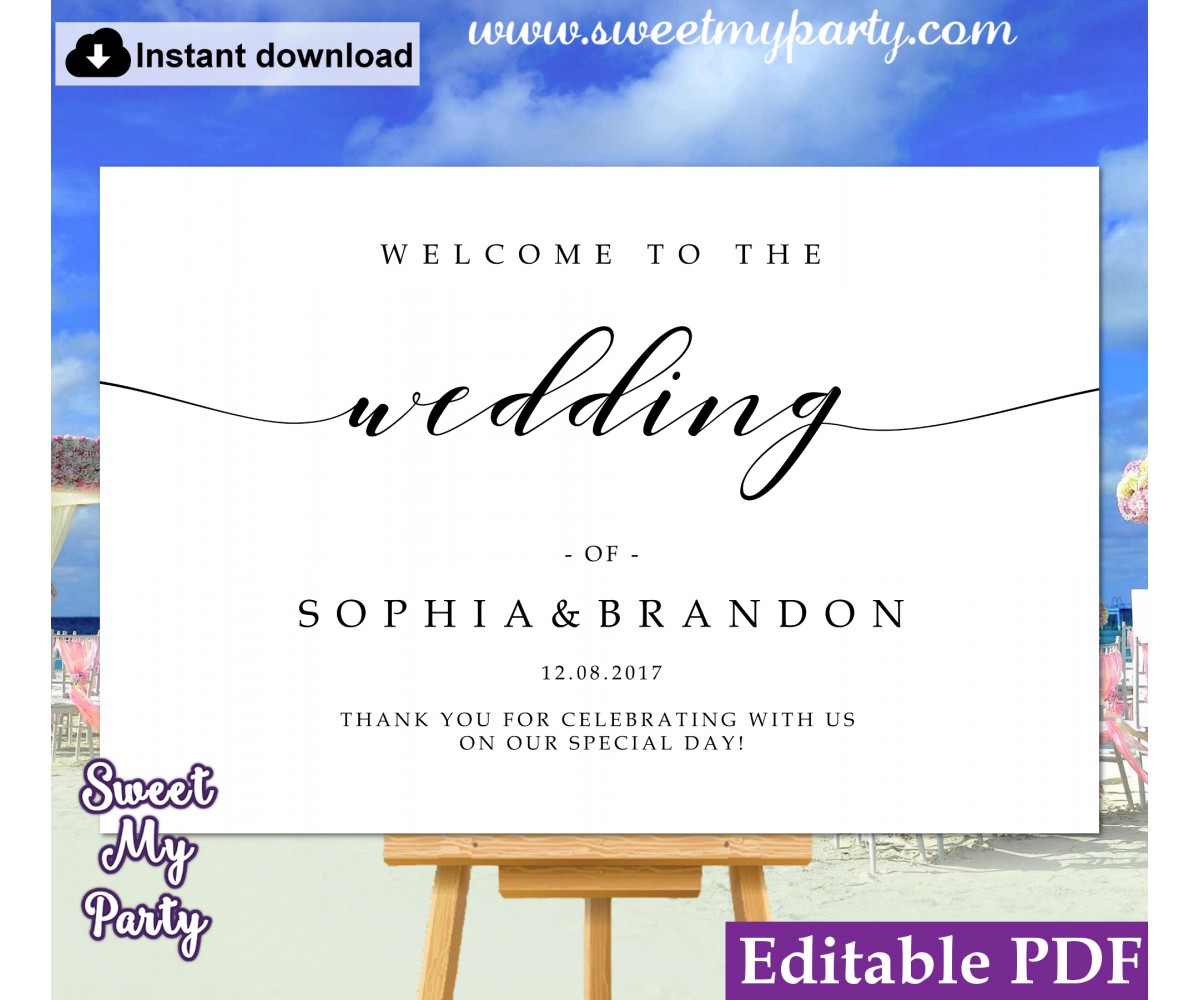 Modern Calligraphy welcome sign template,wedding welcome sign, (47)
